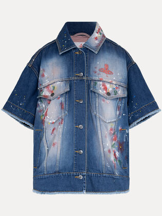 Hand Painted Denim Short Sleeve Jacket