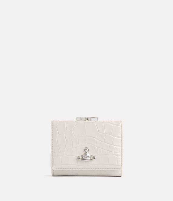 Vivienne Westwood Small Frame Wallet Emboss Croc Leather Pearl-white One Size Women