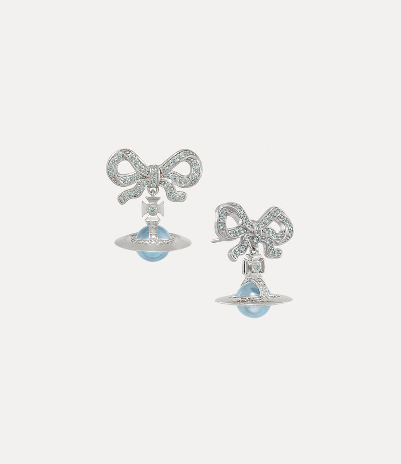 Vivienne Westwood Octavie Earrings -Platinum-blue-aqua-cz -Platinum-blue-aqua-cz