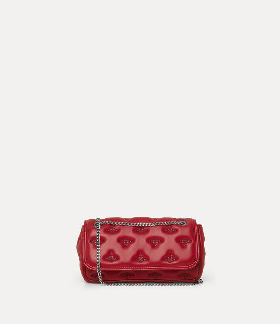 Vivienne Westwood Chain Crossbody Purse Multi Orb Soft Pu Red