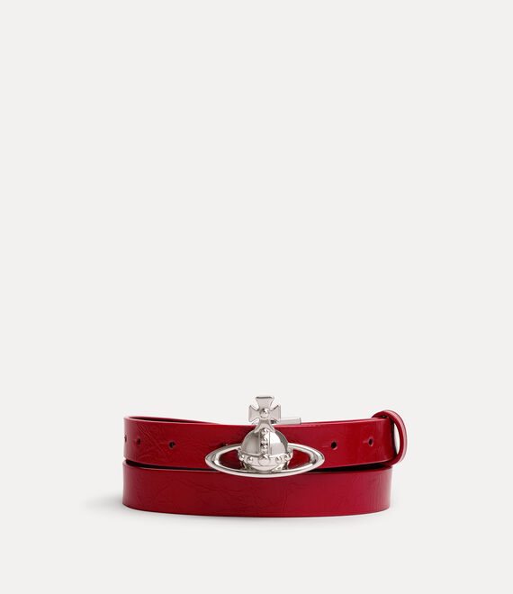 Vivienne Westwood Small Orb Buckle Belt Naplak Leather Red S/m Women