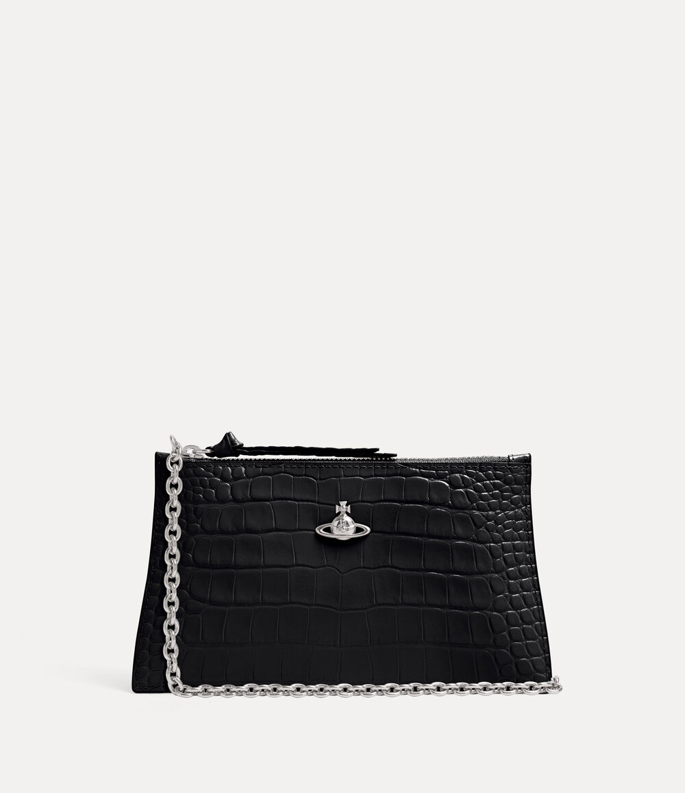 Vivienne Westwood Small Flat Zip Clutch in Black, view 4
