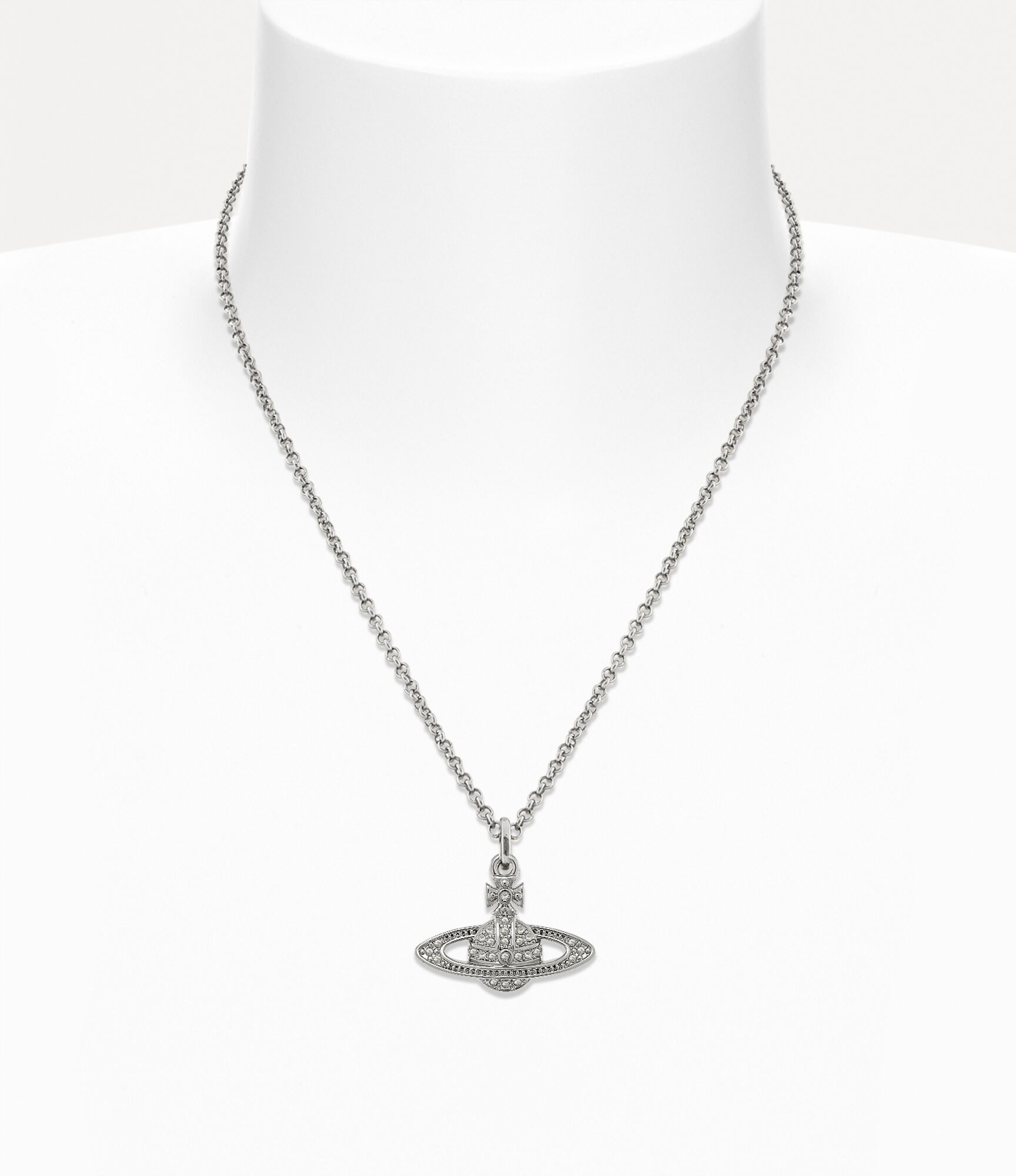 Mini Bas Relief Pendant Necklace in platinum-crystal | Vivienne