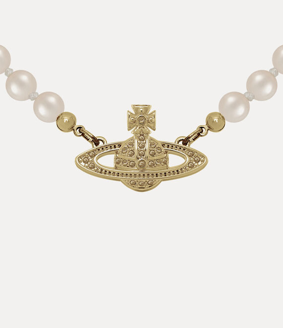 Mini Bas Relief Pearl Choker in GOLD-Light-Colorado-Topaz-Pearl