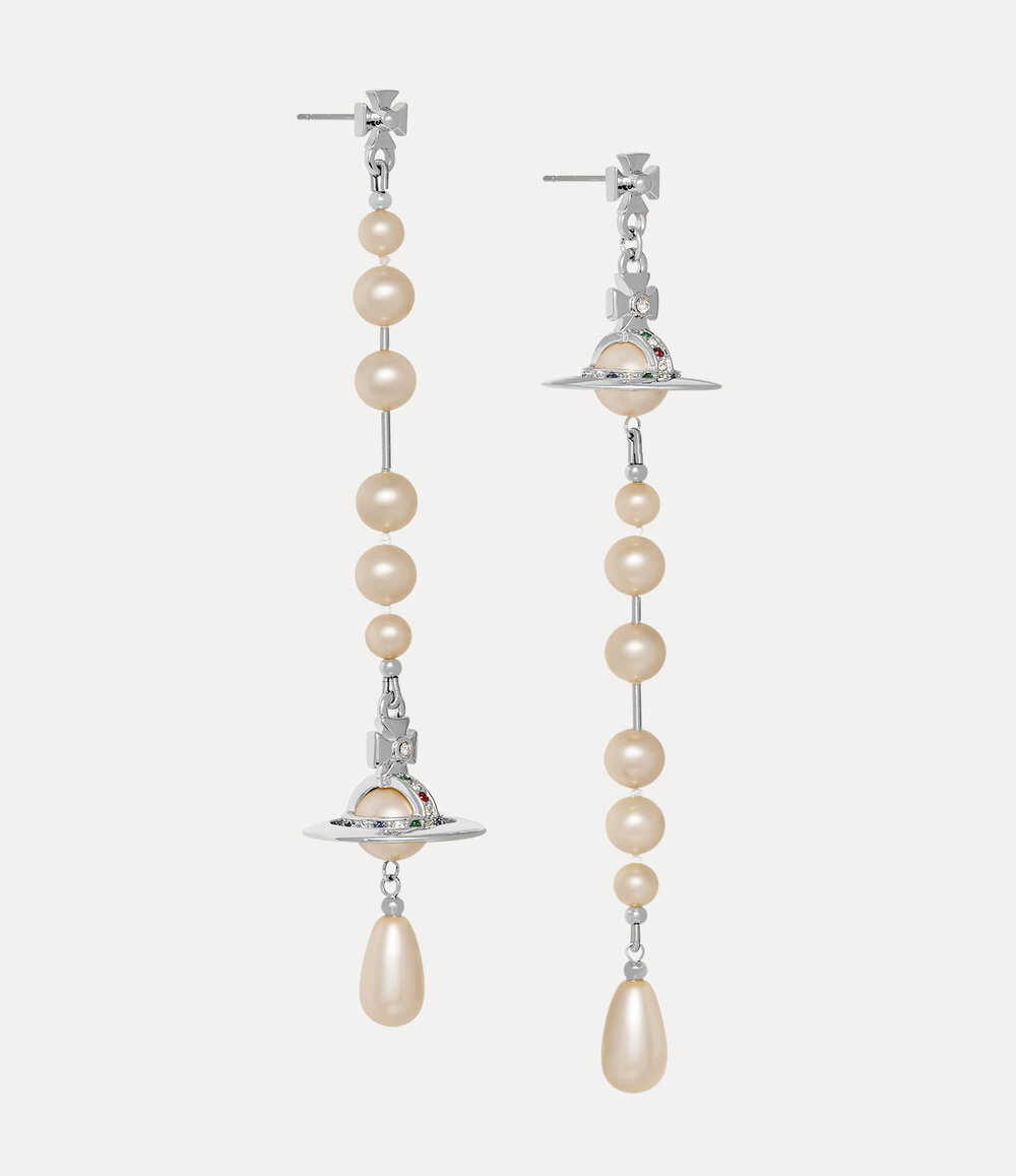 Vivienne Westwood Broken Pearl Earrings in Silver, view 3