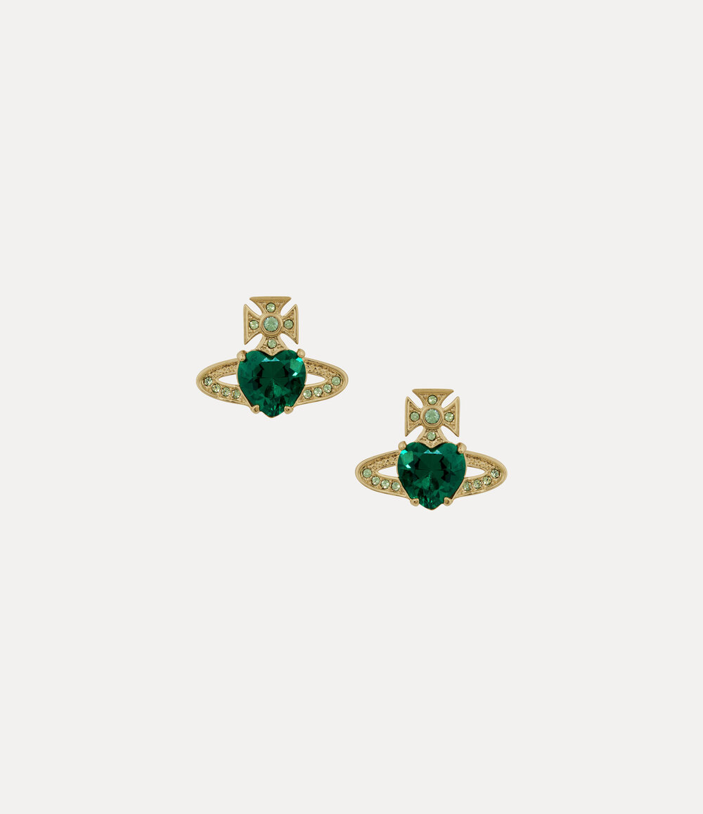 Vivienne Westwood Ariella Earrings -Gold-emerald-cz-erinite-crystal -Gold-emerald-cz-erinite-crystal in gold emerald cz erini