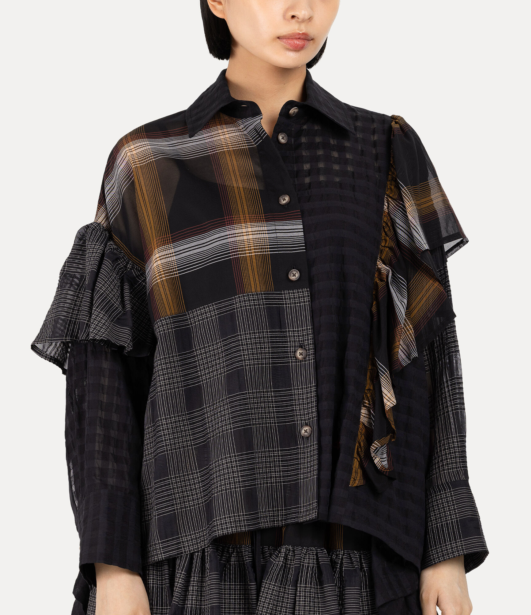 Orb Jacquard Detachable Lace シャツ - ブラック | Vivienne Westwood®