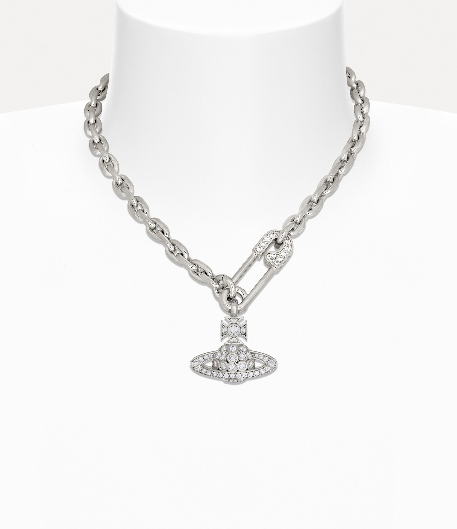 Lucrece Large Necklace in PLATINUM-WHITE-CZ | Vivienne Westwood®
