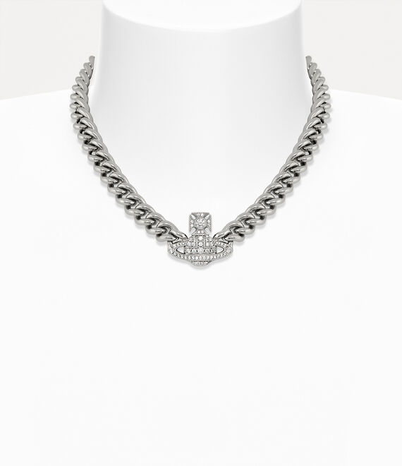 Shop Vivienne Westwood Graziella Small Choker In Platinum-white-cz