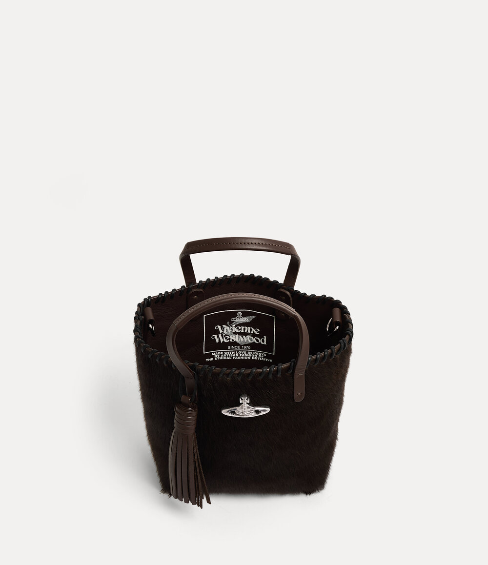 Vivienne Westwood Studio Small Shopper in White Brown, view 6