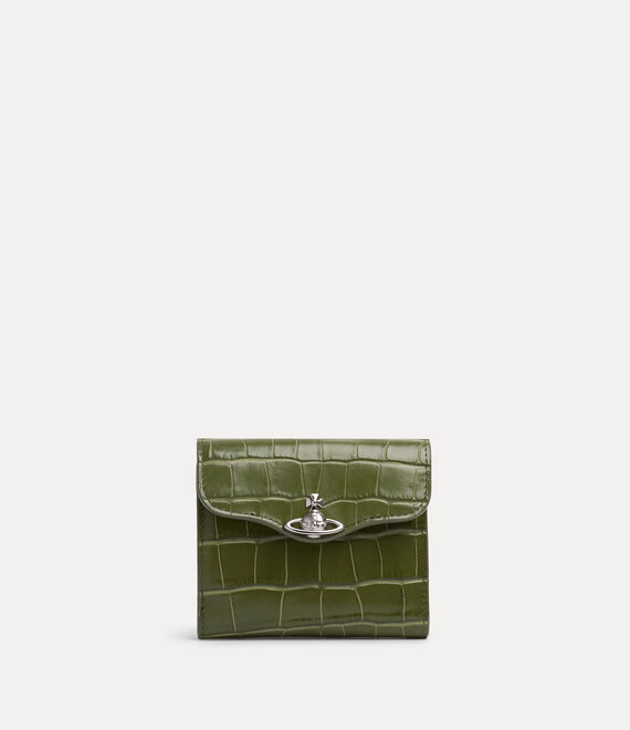 Vivienne Westwood Hunter Flap Wallet Emboss Croc Leather Khaki One Size Women