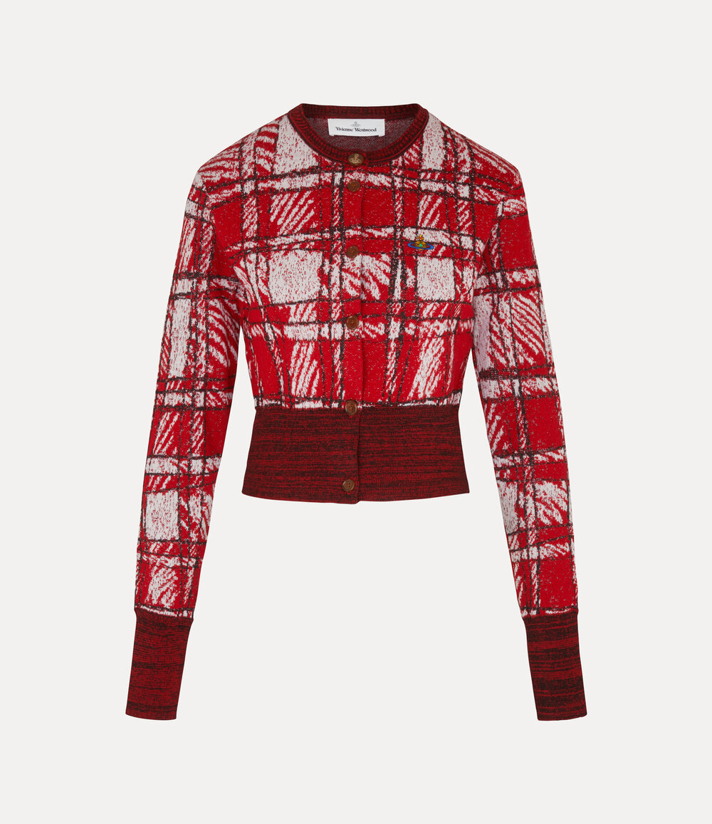 Vivienne Westwood Scribble Check Cardigan in Red