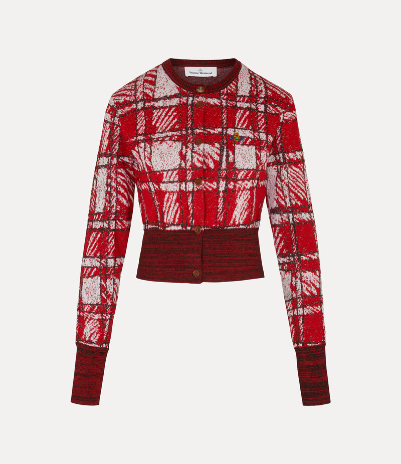 Vivienne Westwood Scribble Check Cardigan in Red