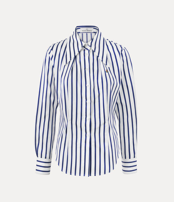 Vivienne Westwood Violin Shirt Satin Stripe Cotton White / Blue 40 Women