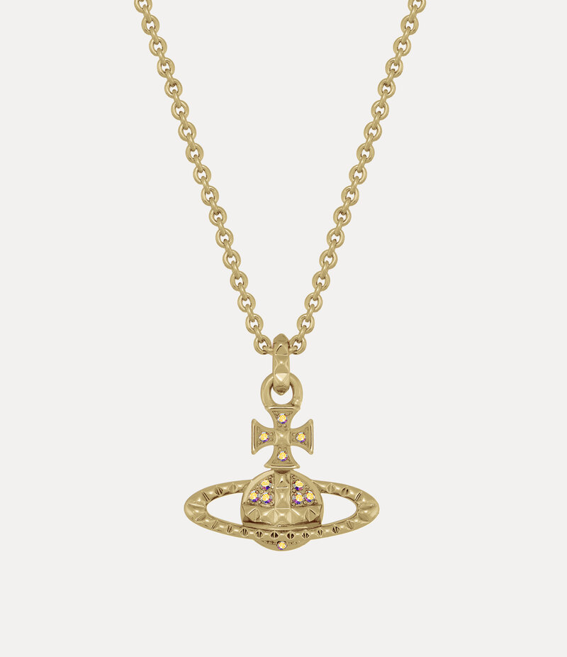 Vivienne Westwood Mayfair Bas Relief Pendant Necklace in Gold Crystal Ab Crystal