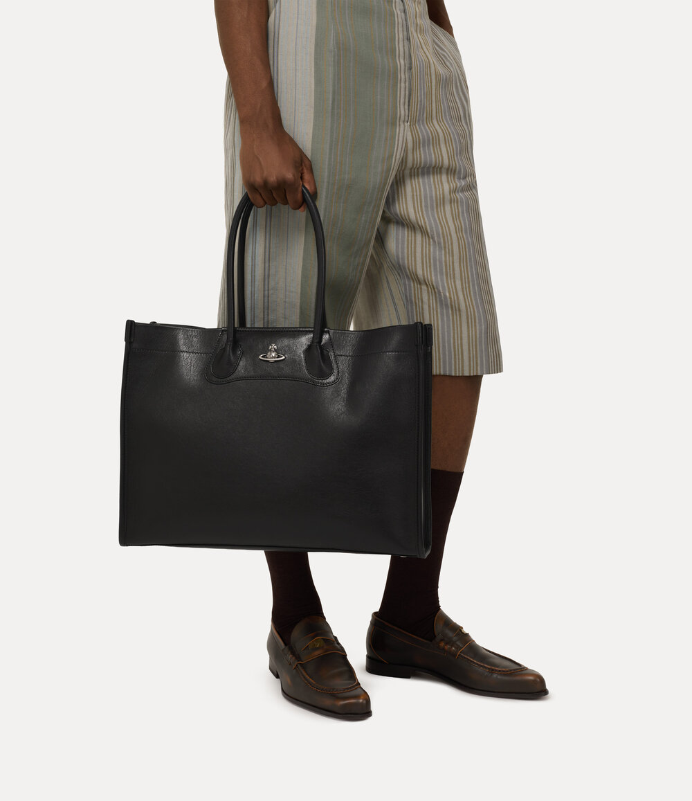 Vivienne Westwood Troy Tote Bag in Black Dark Silver, view 5