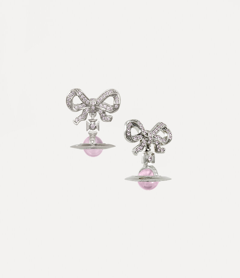 Vivienne Westwood Octavie Earrings in Platinum Pink Pink Cz