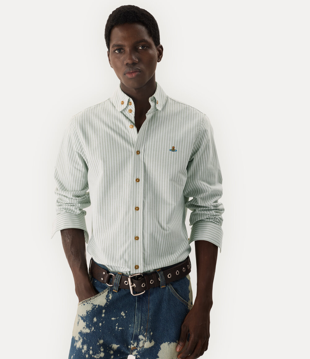 Vivienne Westwood Two Button Krall Shirt in Thyme Stripe, view 4