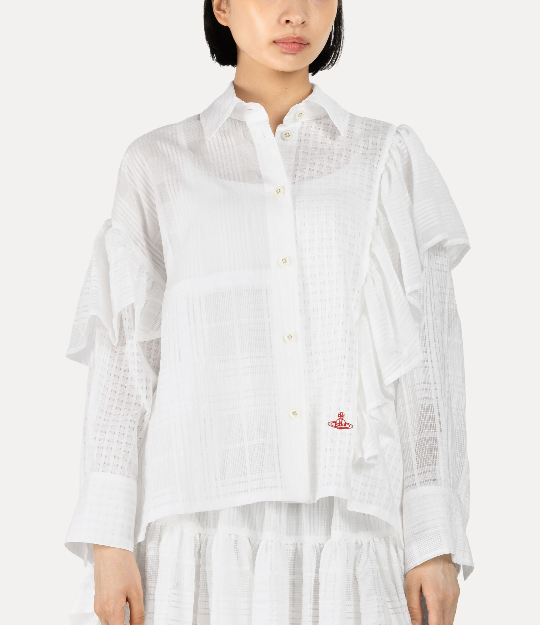 Orb Jacquard Detachable Lace シャツ - ホワイト | Vivienne Westwood®