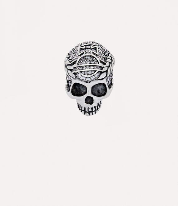 Vivienne Westwood Skull Ring In Oxi-silver-white-cz
