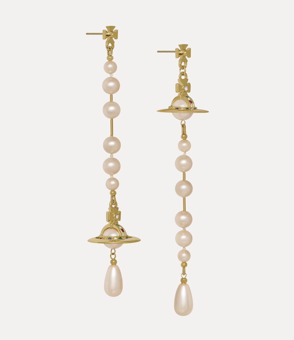 Vivienne Westwood Broken Pearl Earrings in Gold, view 3