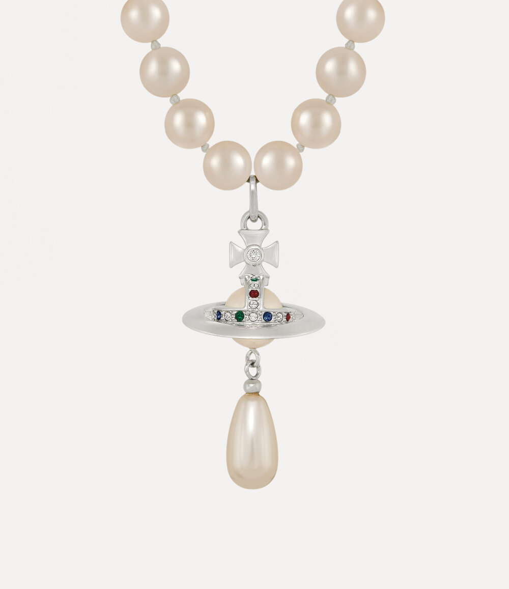 Vivienne Westwood One Row Pearl Drop Choker in Silver, view 2