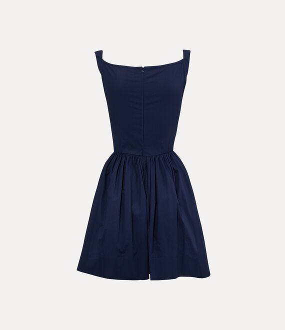 navy blue sunday dress Asymmetrical BLUE midi DRESS with neck tie