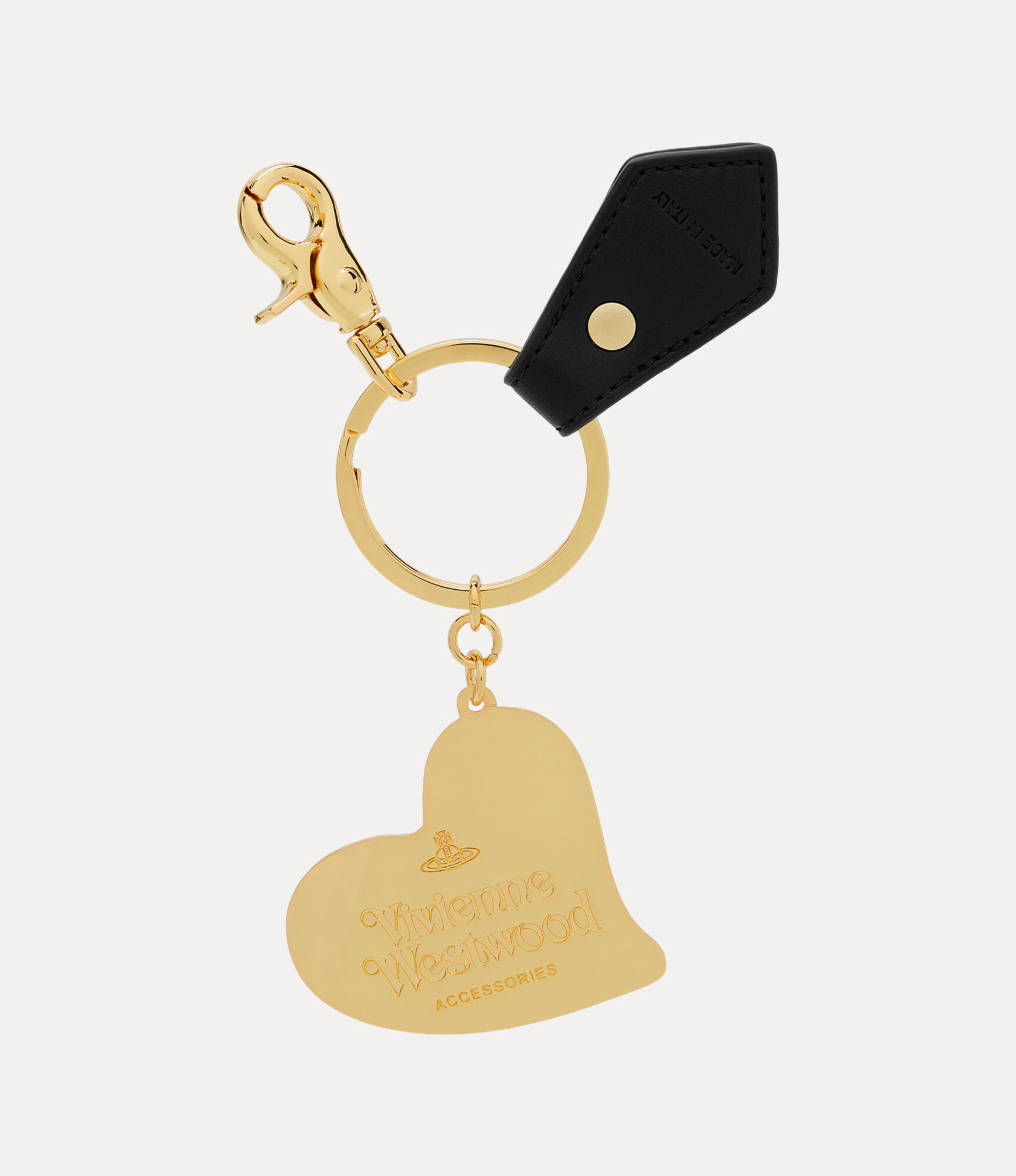 Orb Heart キーリング - ブラック スムースPU | Vivienne Westwood®
