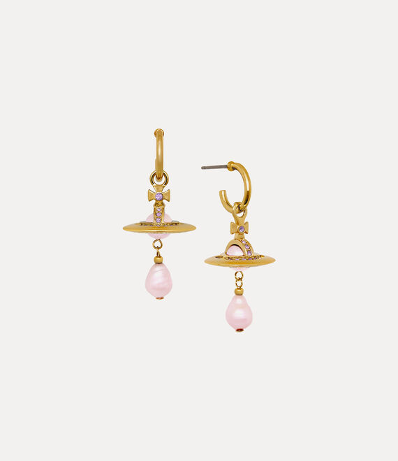 Vivienne Westwood Aleksa Earrings In Gold-light-amethyst-crystal-rosaline-pearl