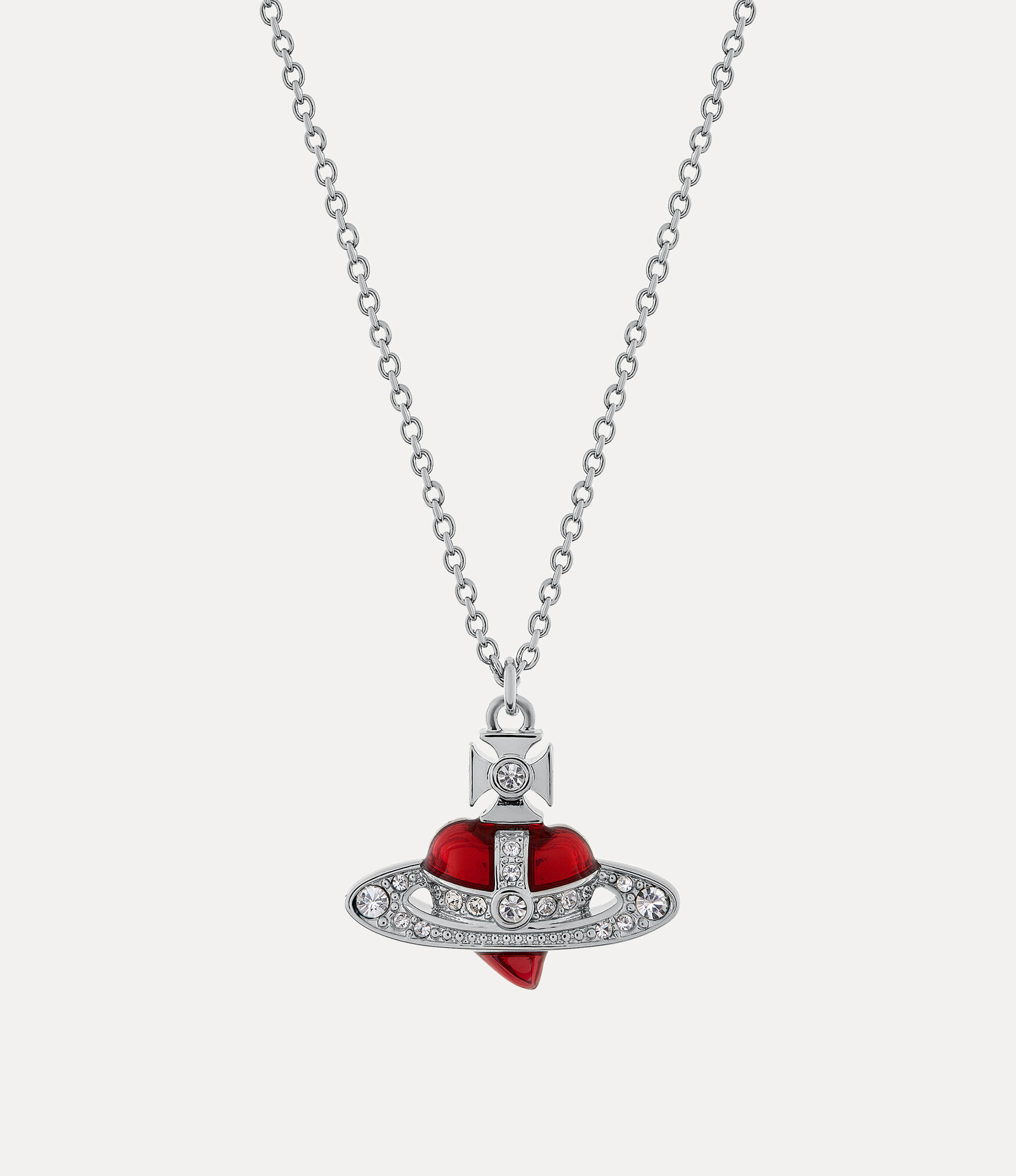 ヴィヴィアンウエストウッド MAN DIAMANTE HEART PENDANT Vivienne Westwood Diamante Heart Pendant Necklace in Metallic for