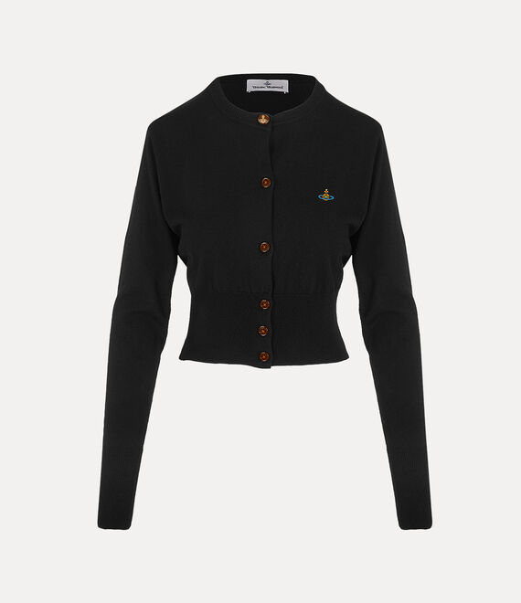 Vivienne Westwood Cropped Cardigan With Distinctive Buttons And Embroidered Emblem In Black
