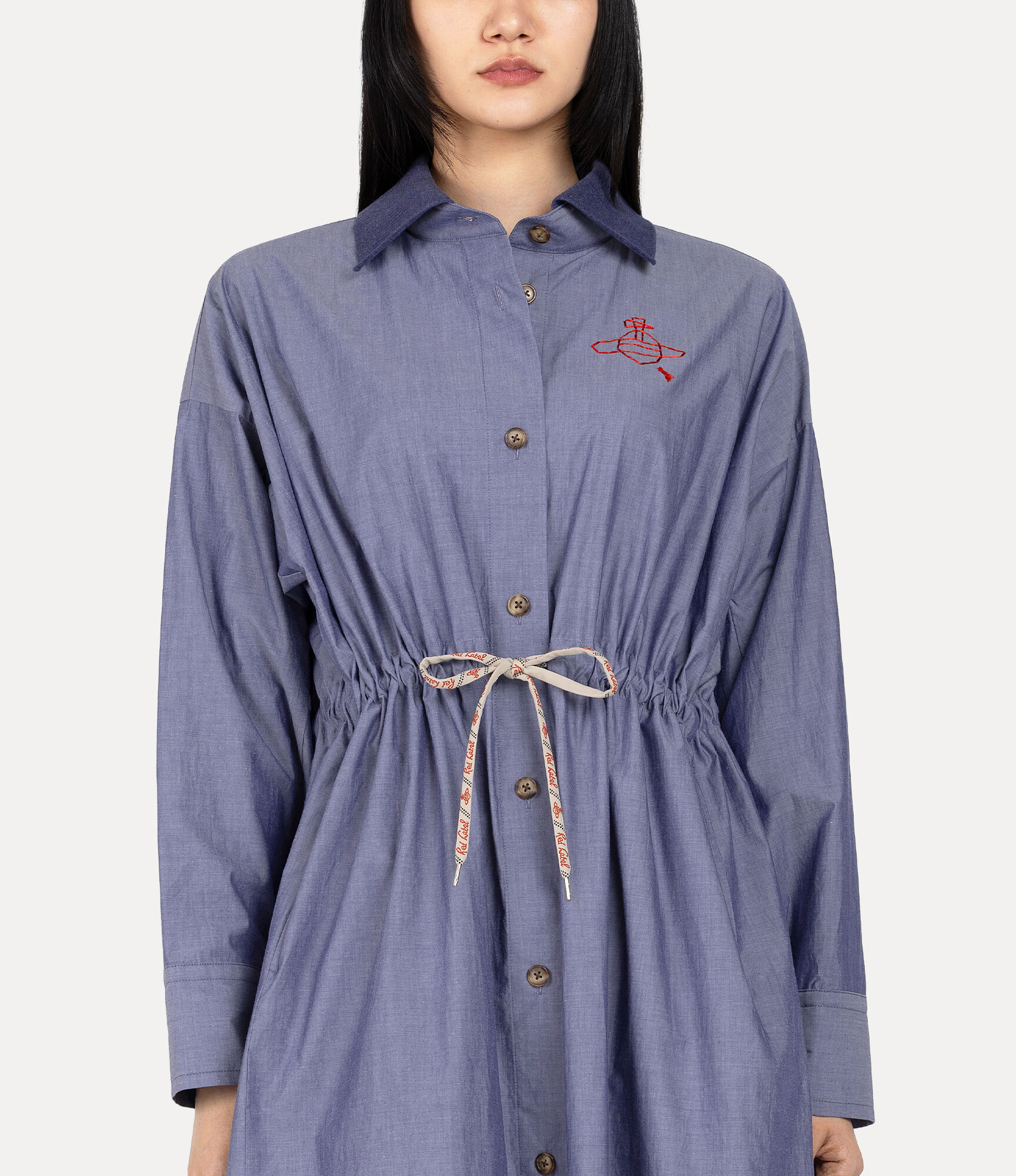 Organic Cotton Typewriter Collar Rib Shirt Dress  large image number 4