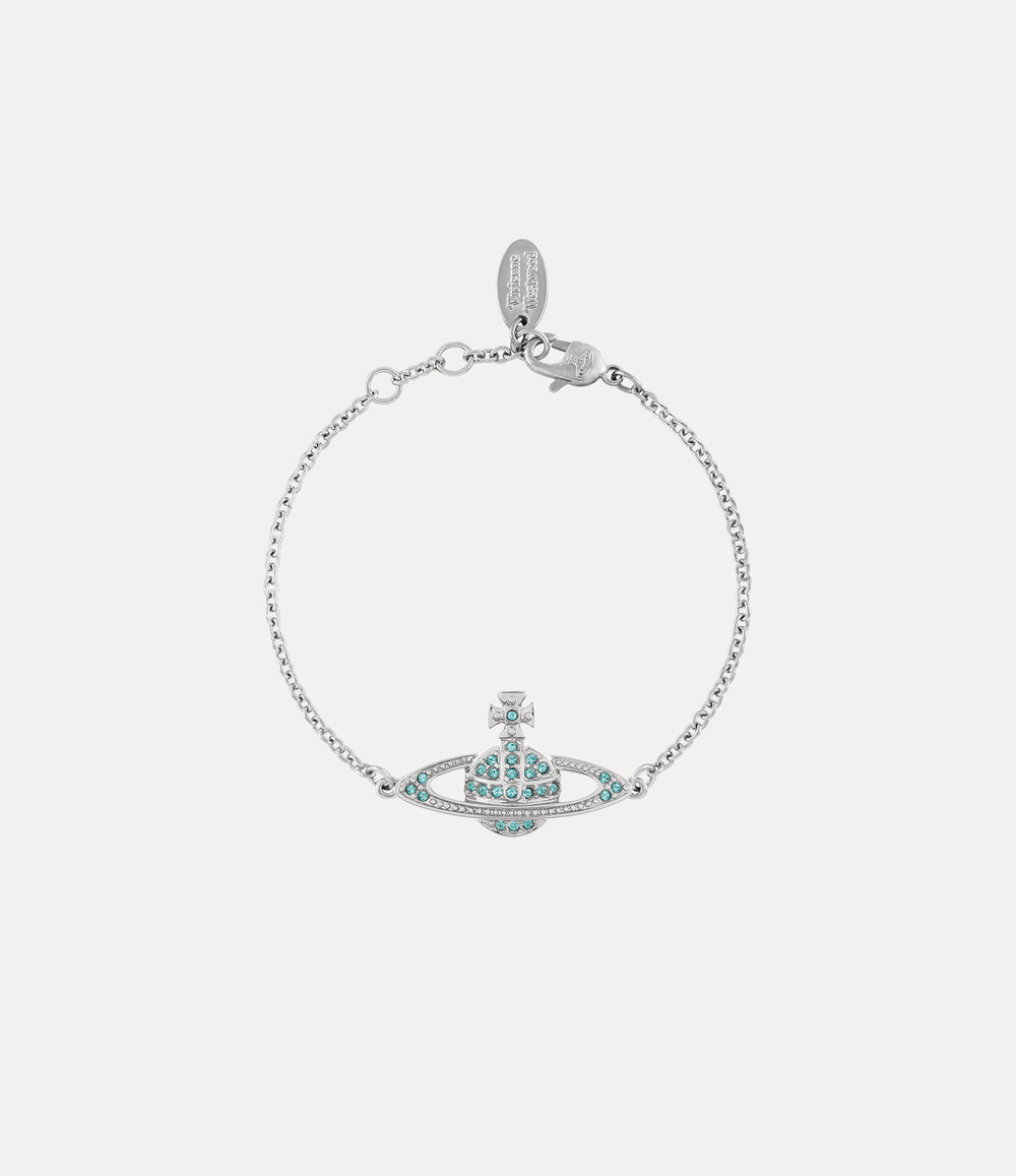 Vivienne Westwood Mini Bas Relief Chain Bracelet in Platinum Aqua Bohemica Crystal