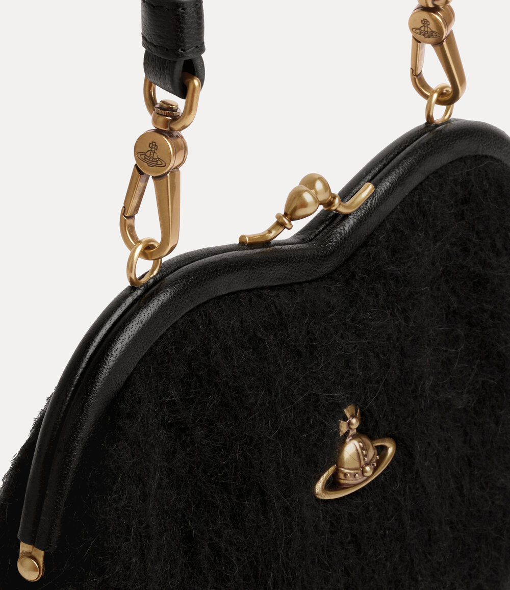 Vivienne Westwood Belle Heart Frame Purse in Black, view 4