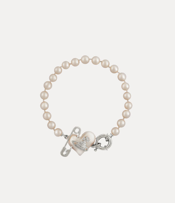 Vivienne Westwood Orietta Pearl Bracelet In Platinum-creamrose-pearl