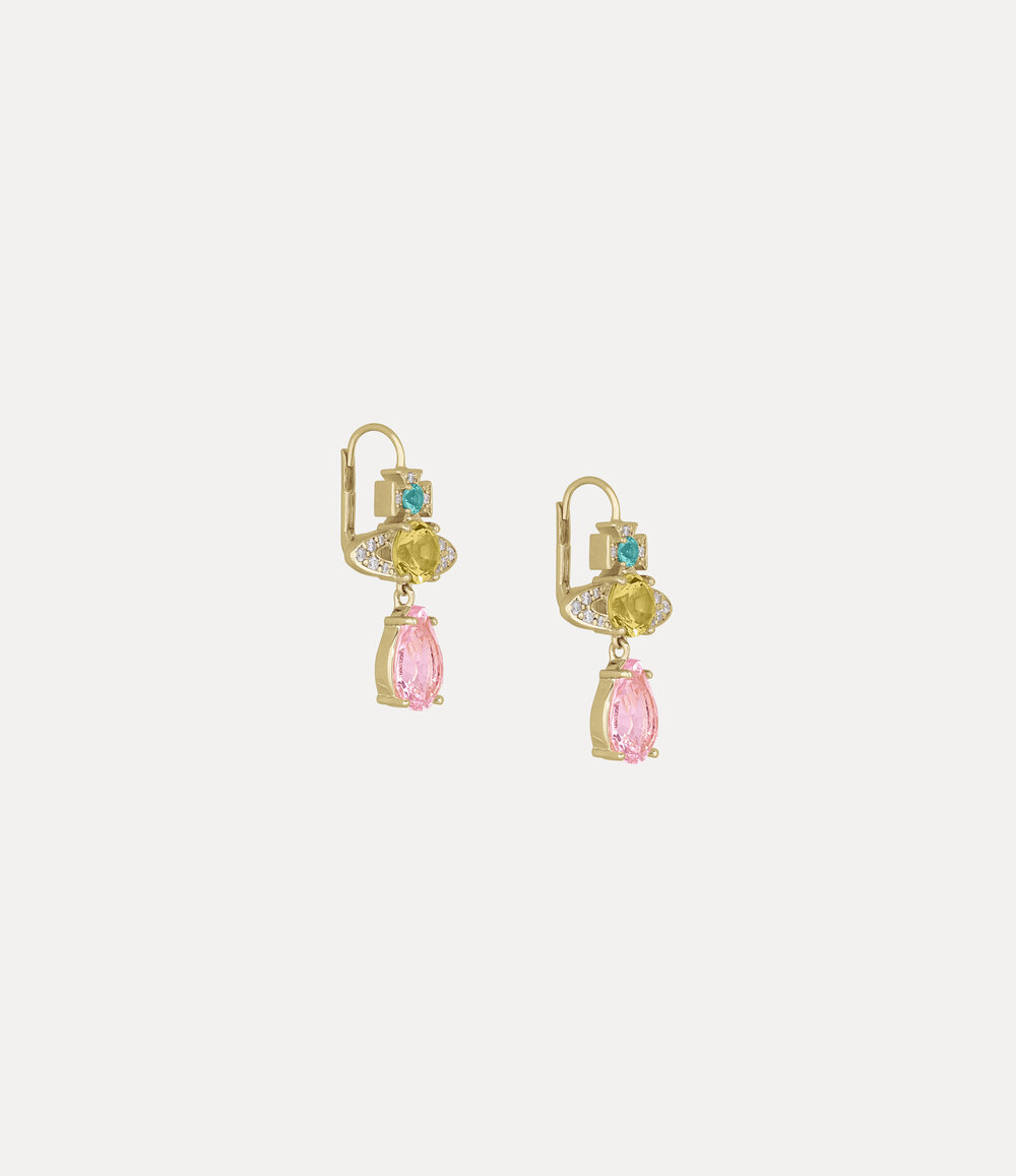 Vivienne Westwood Ismene Drop Earrings in Gold Lt Turquoise Yellow Pink White, view 3