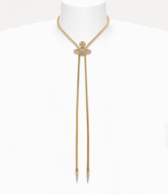 Shop Vivienne Westwood Bolo Tie In Gold-white-crystal