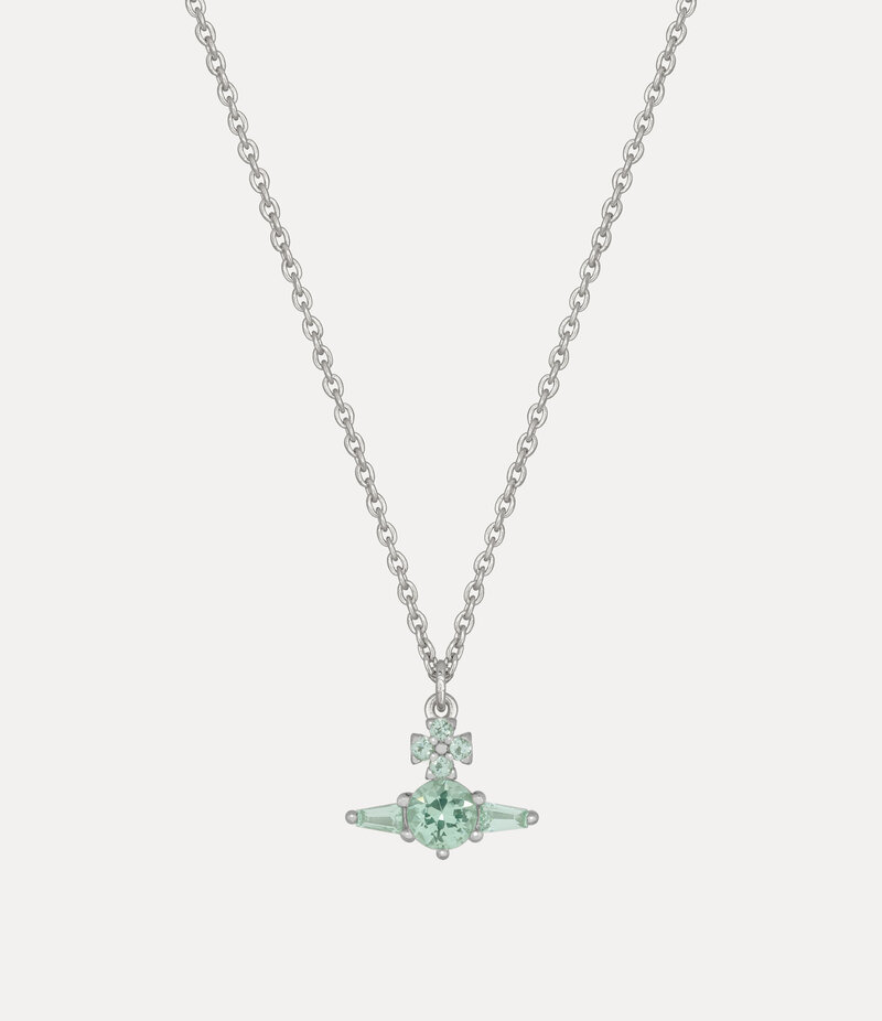 Vivienne Westwood Ofelia Pendant Necklace in Platinum Light Green Cz
