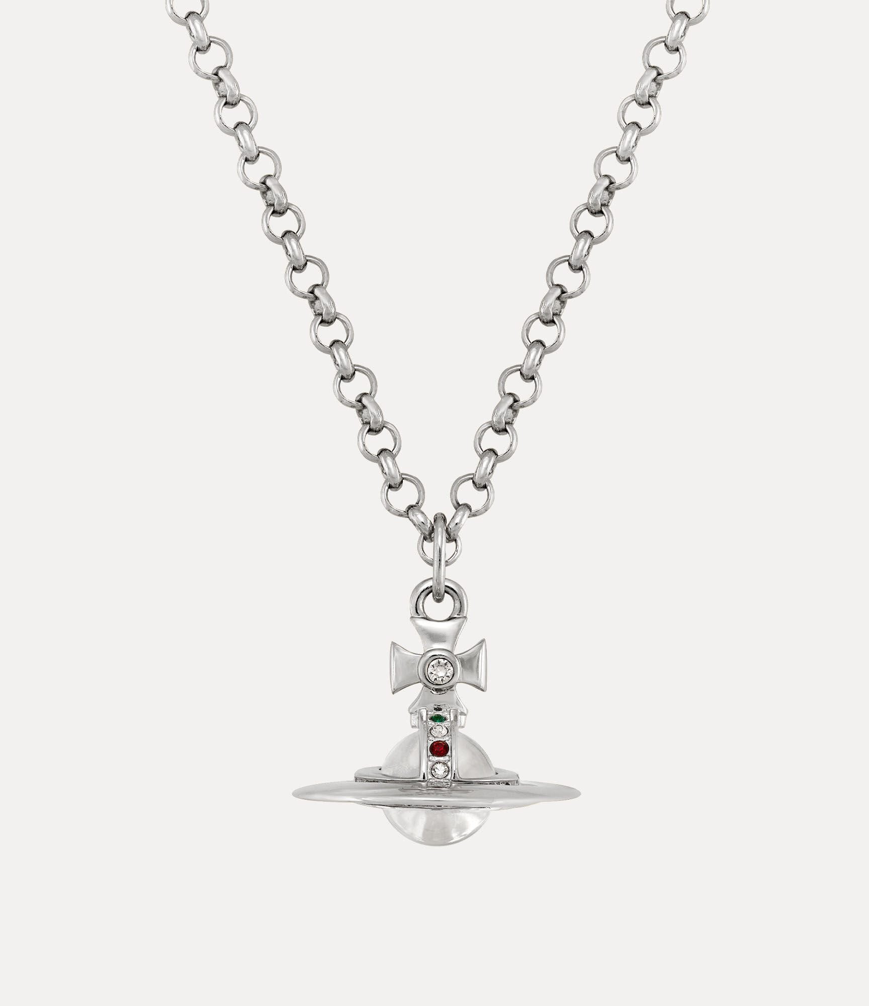 Vivienne Westwood Man. New Tiny Orb Pendant Necklace Silver Cubic 
