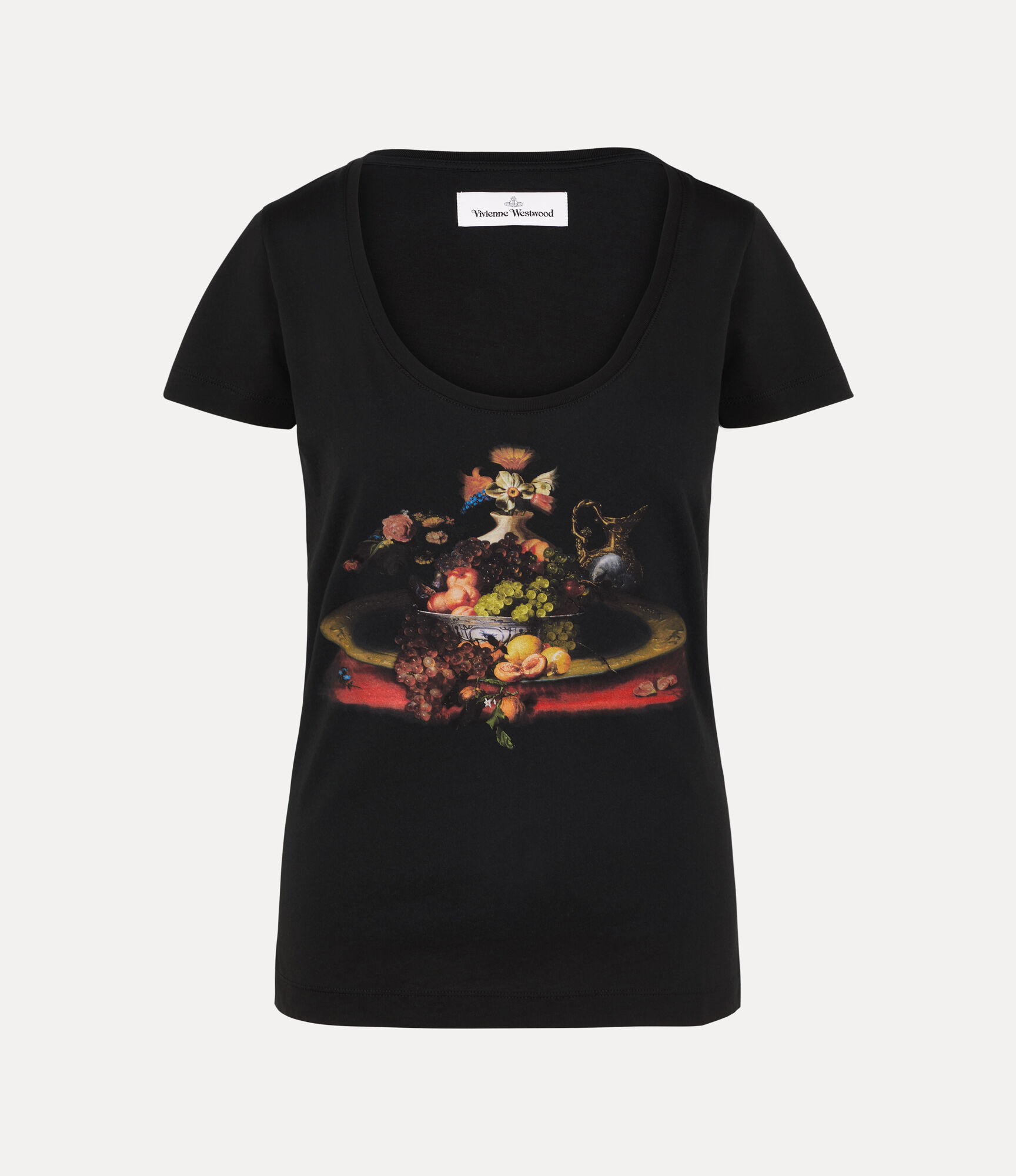 Vivienne Westwood Tシャツ 黒 花柄 オーブ46 Still Life Orb Lollo T-shirt in BLACK | Vivienne Westwood®