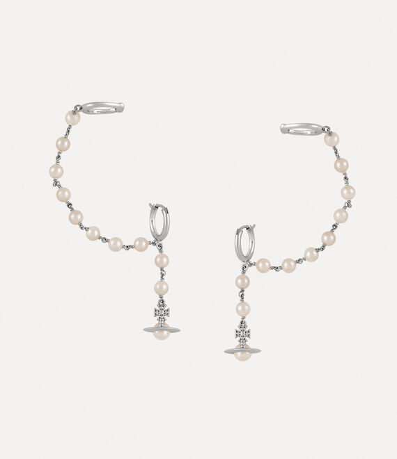 Shop Vivienne Westwood Samara Earrings In Platinum-creamrose-pearl