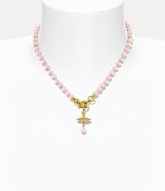 Vivienne Westwood Aleksa Necklace In Gold-light-amethyst-crystal-rosaline-pearl