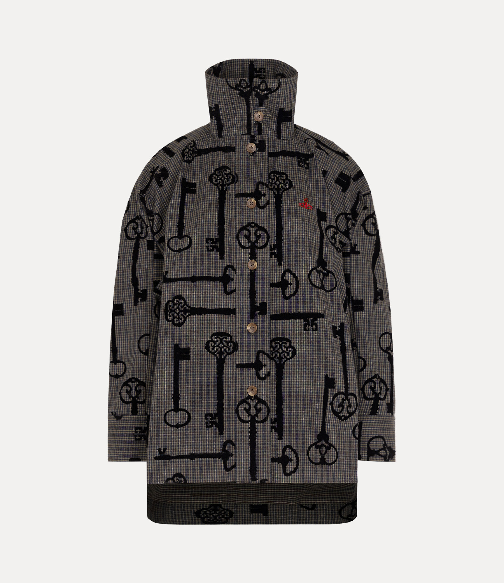 Key Flock Print Pillow Shirt
