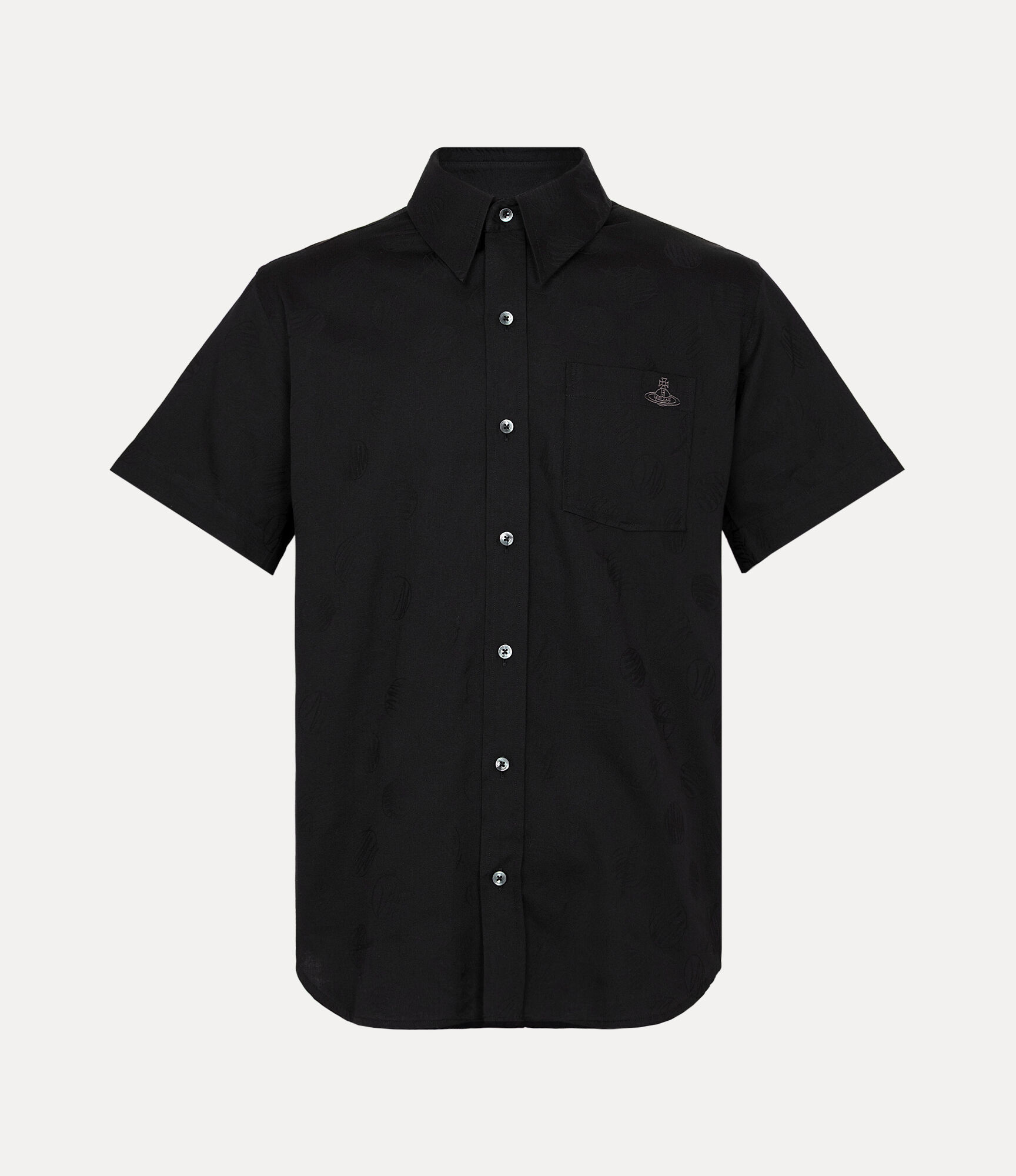 Scribble Dots Jacquard Short Sleeve Relax Pocket Shirt in BLACK