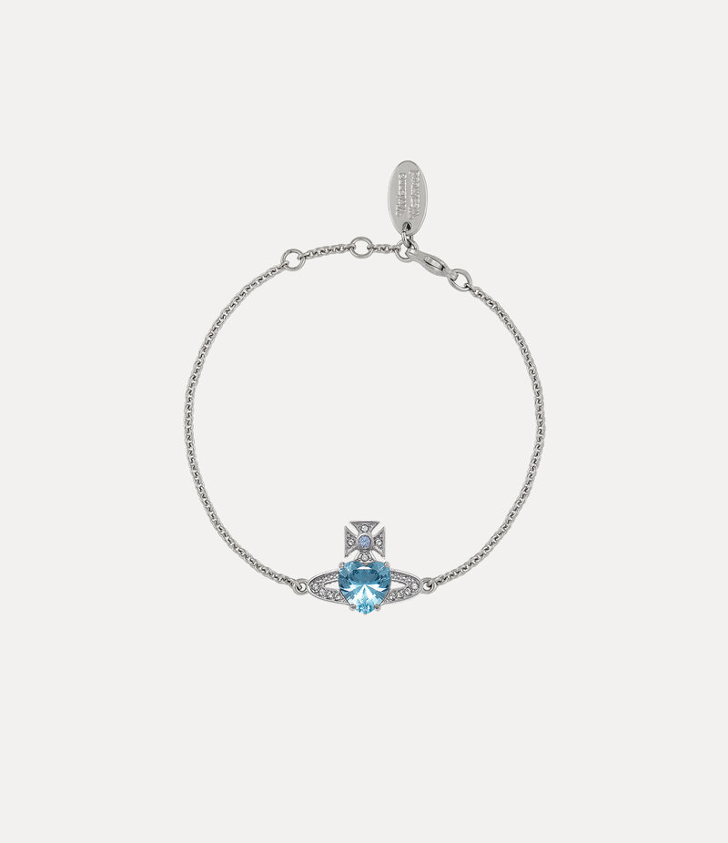 Vivienne Westwood Ariella Bracelet in Platinum Aquamarine Cz Light Sapphire Black