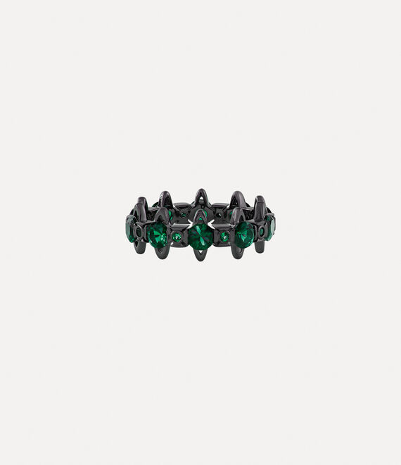 Shop Vivienne Westwood Warwick Ring In Ruthenium-emerald-cz