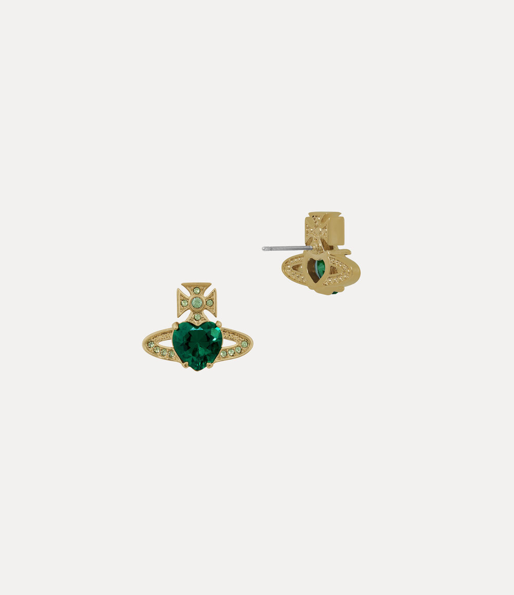 Vivienne Westwood Ariella Earrings -Gold-emerald-cz-erinite-crystal -Gold-emerald-cz-erinite-crystal, view 2