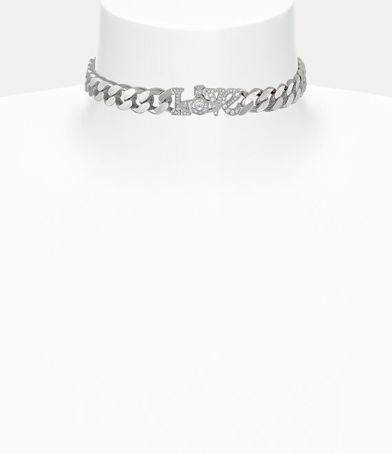 Shop Vivienne Westwood Roderica Choker In Platinum-white-cz