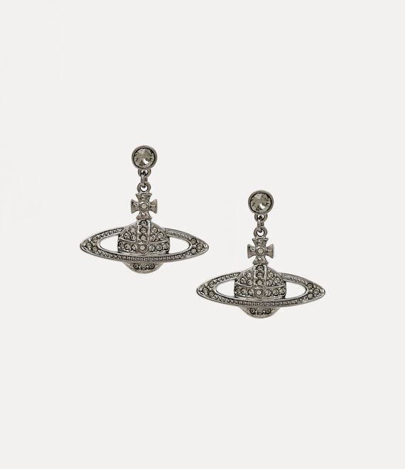 Shop Vivienne Westwood Mini Bas Relief Drop Earrings In Ruthenium-black-diamond