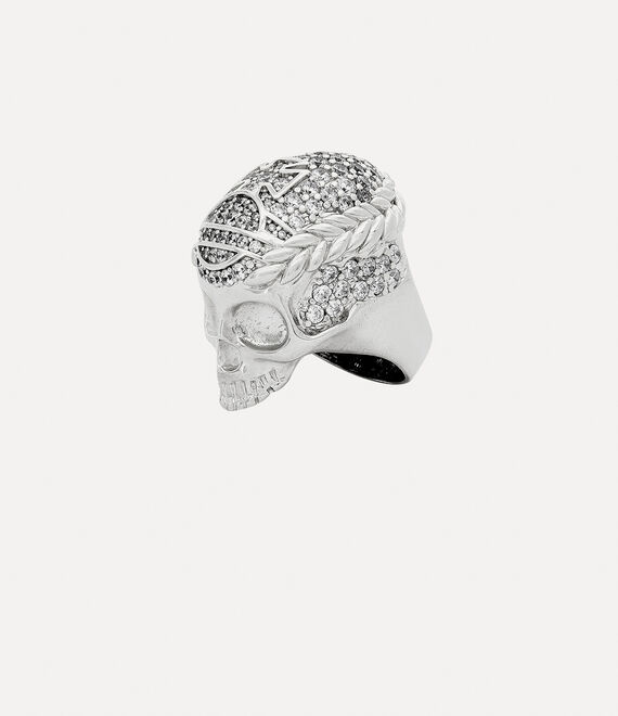 Vivienne Westwood Skull Ring In Platinum-white-cz